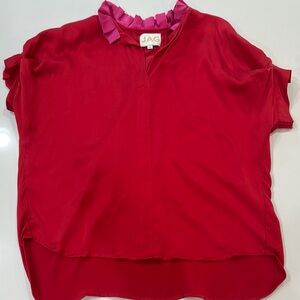 Jag Jeans Women's Vibrant Red Blouse with Fuschia Trim